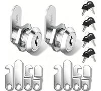 Dalephoric 2 Piezas Cerradura Buzón 16mm, Cerradura Taquilla Vestuario, Por Pieza con 4 Llaves y 5 Placas Diferentes, Bombin Buzon, Cerradura de Levas para Gabinetes de Archivos y Taquillas Muebles