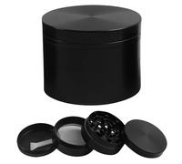 Dalephoric 5×3.8 cm Grinder, 4 Piezas Molinillo Especias de Aleación de Zinc, Grinder Metálico con Rascador, Grinder Moledor de Especias, para Especias, Polen, Tabaco y Café, Negro