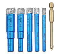 Dalephoric 6 Piezas Brocas de Diamante, Brocas Porcelanico, 6, 8, 10, 12, 14 mm Diamante Sierras de Corona y 6mm Broca de Carburo, Perforación Húmeda y Seca, para Azulejos, Vidrio, Granito, Mármol
