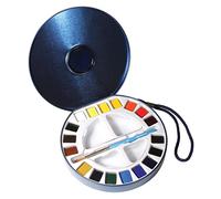 Daler-Rowney Aquafine Acuarela Set de 18 Medios Godets + 1 Pincel | Juego de viaje, colores surtidos, para artistas profesionales
