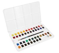 Daler-Rowney Aquafine, Set de plástico, Medio Godet, Set Estudio, 48 Colores Surtidos + 1 Pincel Aquafine