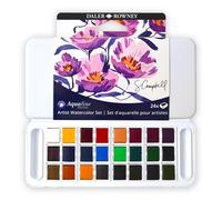 Daler-Rowney Aquafine Juego de pintura de acuarela Shayda Campbell Paleta de artista Juego de viaje de plαstico 24 medias sartenes Colores surtid