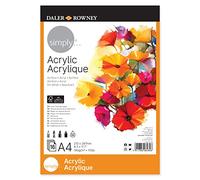 Daler Rowney Bloc Encolado ideal para Acrílico DALER ROWNEY Simply, de Formato 21 x 29,7 cm, con 16 Hojas de Papel de 190 g/m2 de Grano Fino