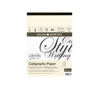 Daler Rowney Bloc Encolado ideal para Caligrafía DALER ROWNEY Calligraphy, de Formato 21 x 29,7 cm, con 30 Hojas de Papel de 90 g/m2 de Grano Fino