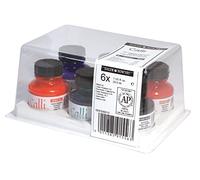 Daler Rowney Daler Rwoney Calli, Tinta caligrafía, Botella de cristal, 29,5ml, Caja de plástico, Set, 6 Pinceles Surtidos