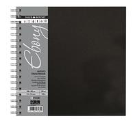 Daler-Rowney, Ebony, Cuaderno de bocetos, Superficie lisa, 160g, Espiral, Tapa dura, 20 x 20cm, Blanco natural, 54 hojas