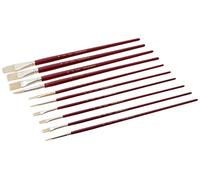 Daler Rowney Estuche con 10 Pinceles de Cerda Natural con Mango Largo Simply : Redondo 0,2,6,Plano Corto 2,4,10,Plano 2,8, Lengua de Gato 2,10