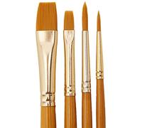 Daler Rowney Estuche con 4 Pinceles de Taklon con Mango Corto Simply :Redondo 2,4, Sombreador Plano 6,12