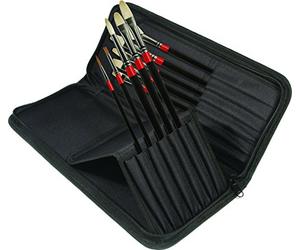 Daler-Rowney Georgian, Pinceles Óleo, Pelo de cerda y pelo de marta, Mango Largo, Estuche con cremallera, Set Bellas Artes, 10 Pinceles Surtidos