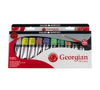 Daler-Rowney Georgian, Pintura al óleo, Tubo de aluminio, 38ml, Set Estudio, 10 Colores Surtidos + 1 Pincel Georgian