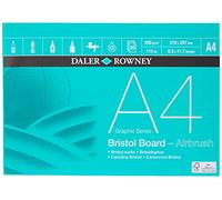 Daler-Rowney Graphic Series - Bloc de cartón Bristol de Superficie Lisa, 250 g/m², A4, 1 Cara, sin ácidos, 20 Hojas Blancas, Ideal para Artistas Profesionales y Estudiantes