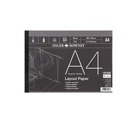 Daler-Rowney Graphic Series - Bloc de Papel A4 de 45 g/m², Pegado en 1 Cara, 80 Hojas Blancas, Ideal para Artistas Profesionales y Estudiantes
