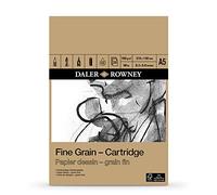 Daler-Rowney Papel para dibujo, Grano Fino, Textura Ligera, 160gsm, Bloc encolado por 1 lado, Papel de cartucho, A5-14.8x21cm, 30 hojas