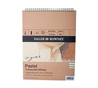 Daler-Rowney Papel para pastel, Textura verjurada, Ingres, 160gsm, Bloc espiral, 30.5x22.9cm, 3 blancos surtidos, 24 hojas
