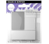 Daler Rowney Set de Gomas para Dibujo DALER ROWNEY Simply, con 3 Gomas : Estándar, Miga de Pan y Goma Plástica
