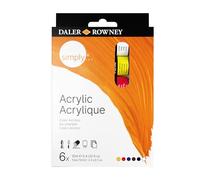 Daler Rowney Set de Pintura Acrílica DALER ROWNEY Simply, con 6 Tubos de Colores Surtidos (6 x 12 ml)