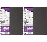 Daler Rowney Simply Cuaderno Dibujo Espiral Papel Blanco Natural Microperforado A5 100G/M² (Paquete de 2)