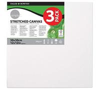 Daler-Rowney Simply Lienzo entelado, Grano medio, 250gsm, Marco de 16mm, 30 x 30cm, Blanco, Artistas principiantes y aficionados, Pack de 3