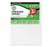 Daler-Rowney Simply Lienzo entelado, Grano medio, 300gsm, Marco de 17mm, A4, Blanco, Artistas principiantes y aficionados, Pack de 3
