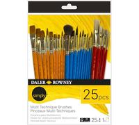 Daler-Rowney Simply, Pincel de Multi-Técnica, Surtido de Pelo sintético, Mango Corto, Múltiples tamaños, Surtido de 25 Pinceles