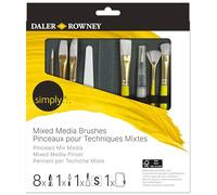 Daler-Rowney Simply Pinceles Mix Media, Surtido de Pelo sintético, Mango Corto, Estuche con Cremallera, Surtido de 10 Pinceles