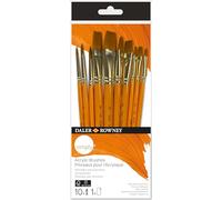 Daler-Rowney Pinceles para Acrílico Simply, Pelo sintético Taklon dorado, Mango corto, 10 pinceles