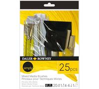 Daler-Rowney Simply, Pincel de Multi-Técnica, Surtido de Pelo sintético, Mango Corto, Múltiples tamaños, Surtido de 25 Pinceles