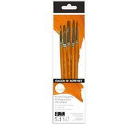 Daler-Rowney Simply Pinceles para Acrílico, Pelo sintético Taklon Dorado, Mango Corto, Surtido de 5 Pinceles