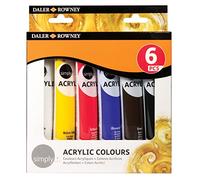 Daler-Rowney Simply, Tubos de plástico, 75ml, Caja de cartón, Set, 6 Pinceles Surtidos