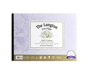 Daler-Rowney The Langton Prestige Rough - Bloc de papel de acuarela de 300 g/m², 14 x 10 pulgadas, pegado en 1 cara, 12 hojas blancas naturales, para artistas profesionales y estudiantes