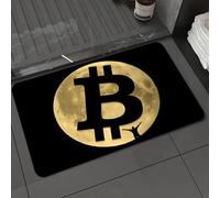 DALEXHM Alfombrilla de baño de Microfibra Alfombrilla para pies Alfombra de baño Super Absorbente Alfombra de baño,La Luna, un símbolo de Bitcoin y una Figura Humana. Formato Vectorial.,60x100cm