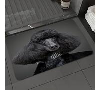 DALEXHM Alfombrilla de baño de Microfibra Alfombrilla para pies Alfombra de baño Super Absorbente Alfombra de baño,Hermoso caniche Negro sobre Fondo Gris,60x100cm