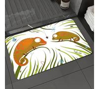 DALEXHM Alfombrilla de baño de microfibra Alfombrilla para pies Alfombra de baño Super Absorbente Alfombra de baño,Camaleones, Animales Hambrientos Hierba Mirando al Mundo dectos Araña Ilustr,60x100cm