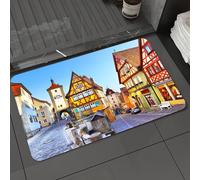 DALEXHM Alfombrilla de baño de Microfibra Alfombrilla para pies Alfombra de baño Super Absorbente Alfombra de baño,Alemán, Rothenburg OB Der Tauber Baviera Alemania Famosa Calle con Coloridas,40x60cm