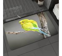 DALEXHM Alfombrilla de baño de Microfibra Alfombrilla para pies Alfombra de baño Super Absorbente Alfombra de baño,Loro Amarillo y Verde con Rayas de Tigre, una Mascota refrescante y Linda.,40x60cm