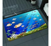 DALEXHM Alfombrilla de baño de Microfibra Alfombrilla para pies Alfombra de baño Super Absorbente Alfombra de baño,Imagen Animada Dibujada a Mano de Dibujos Animados de Peces Tropicales subma,50x80cm