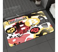 DALEXHM Alfombrilla de baño de microfibra Alfombrilla para pies Alfombra de baño Super Absorbente Alfombra de baño,Símbolo de moneda digital Bitcoin, con un patrón funky y sin costuras, estil,60x100cm