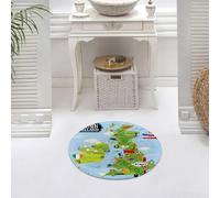DALEXHM Alfombrilla de baño de Microfibra Alfombrilla para pies Alfombra de baño Super Absorbente Alfombra de baño,Un Mapa Colorido del Reino Unido e Irlanda con Varios íconos y Detalles vívi,60x60cm