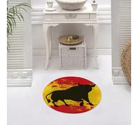 DALEXHM Alfombrilla de baño de Microfibra Alfombrilla para pies Alfombra de baño Super Absorbente Alfombra de baño,Fondo con los Colores españoles y un Toro Negro.,60x60cm