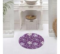 DALEXHM Alfombrilla de baño de Microfibra Alfombrilla para pies Alfombra de baño Super Absorbente Alfombra de baño,Arte, patrón Floral de Hojas Lilas Que brotan sobre un Relajante Fondo Viole,60x60cm