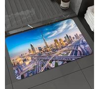 DALEXHM Alfombrilla de baño de microfibra Alfombrilla para pies Alfombra de baño Super Absorbente Alfombra de baño,El horizonte de Dubái con una hermosa ciudad cerca de su autopista más trans,60x100cm