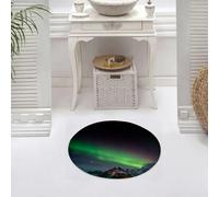 DALEXHM Alfombrilla de baño de Microfibra Alfombrilla para pies Alfombra de baño Super Absorbente Alfombra de baño,Aurora Boreal, Sur de Islandia en el Cielo sobre colinas rocosas, Vista noct,60x60cm