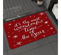 DALEXHM Alfombrilla de baño de microfibra Alfombrilla para pies Alfombra de baño Super Absorbente Alfombra de baño,Cita, Concepto de Navidad Es la época más maravillosa del año Frase y Copo d,60x100cm