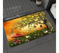 DALEXHM Alfombrilla de baño de microfibra Alfombrilla para pies Alfombra de baño Super Absorbente Alfombra de baño,Decoración de fantasía, bosque de las maravillas con hadas, mariposas y elfo,60x100cm