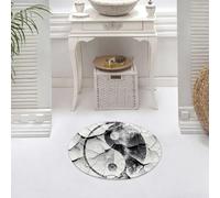 DALEXHM Alfombrilla de baño de Microfibra Alfombrilla para pies Alfombra de baño Super Absorbente Alfombra de baño,Grietas, fracturas, Elementos de Tai Chi, Arte Abstracto en Blanco y Negro,60x60cm