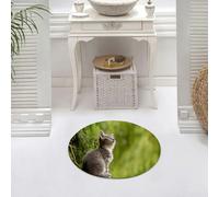 DALEXHM Alfombrilla de baño de Microfibra Alfombrilla para pies Alfombra de baño Super Absorbente Alfombra de baño,Divertido Gato Sentado Gatito Amante de Las Mascotas Mirando al Cielo encant,60x60cm