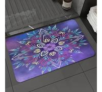 DALEXHM Alfombrilla de baño de microfibra Alfombrilla para pies Alfombra de baño Super Absorbente Alfombra de baño,Mandalas fractales arte espacial flores violetas fondo geométrico postal med,60x100cm
