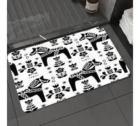 DALEXHM Alfombrilla de baño de Microfibra Alfombrilla para pies Alfombra de baño Super Absorbente Alfombra de baño,Arte Popular nórdico y Sueco con Siluetas de Caballos Dalecarl1,40x60cm