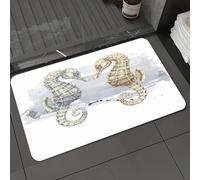 DALEXHM Alfombrilla de baño de Microfibra Alfombrilla para pies Alfombra de baño Super Absorbente Alfombra de baño,Fondo de Verano con Caballito de mar sobre Fondo Grunge,50x80cm