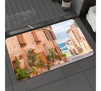 DALEXHM Alfombrilla de baño de Microfibra Alfombrilla para pies Alfombra de baño Super Absorbente Alfombra de baño,Casco Antiguo Medieval en la Toscana, Pueblo histórico mediterráneo de Alta,50x80cm